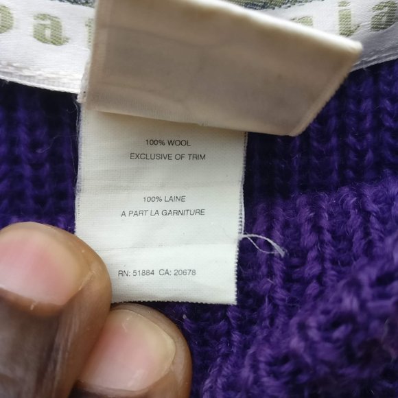 PATAGONIA 80s Vintage Made in Hong Kong Chunky Fisherman sweater Deep Purple - Picture 8 of 13